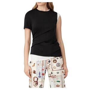 Monse Sz 12 USA Made Designer Luxury Twisted Layered Asymmetrical Jersey Top EUC